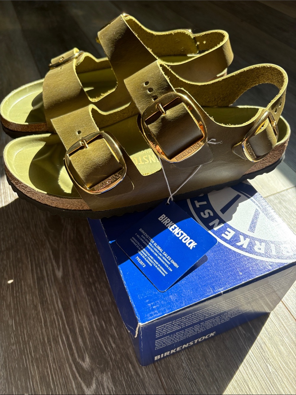Birkenstock Milano big buckle olive green strappy sandel Sz 10 nwtb